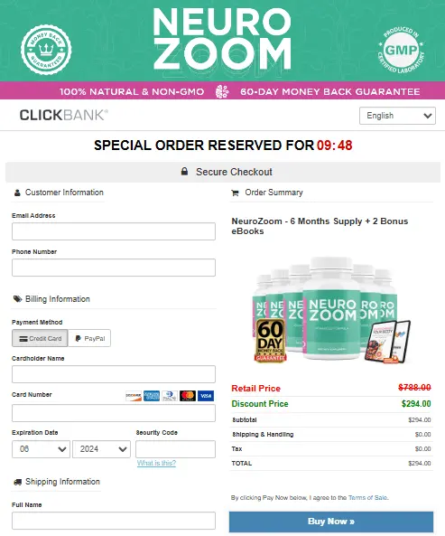 Neurozoom Order Form